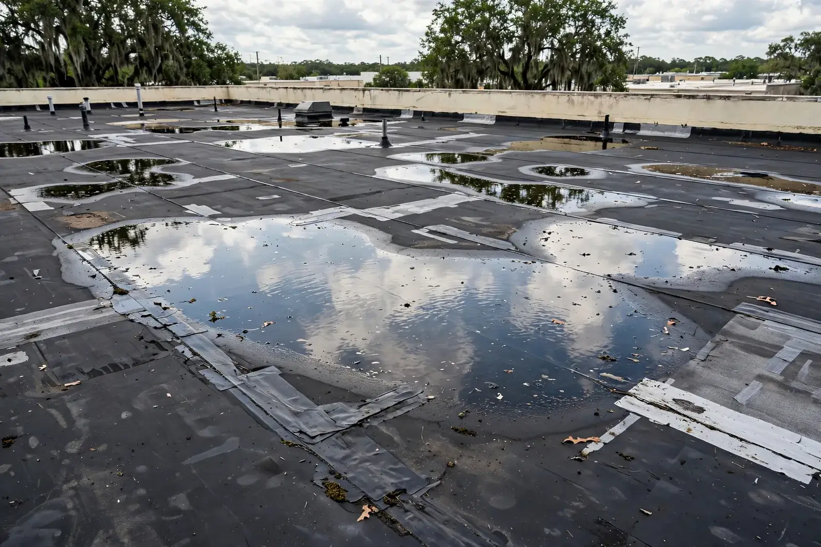 Roofing work related to flat roof repair cost on a home in Beaumont, Texas