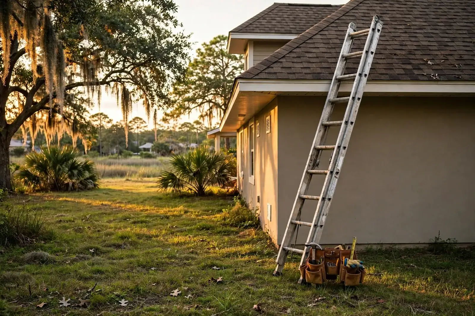 Roofing work related to roofer on a home in Beaumont, Texas
