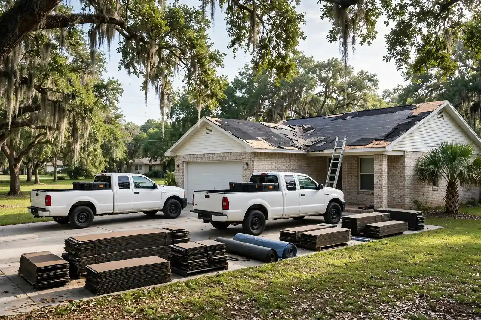 Roofing work related to roofing company on a home in Beaumont, Texas