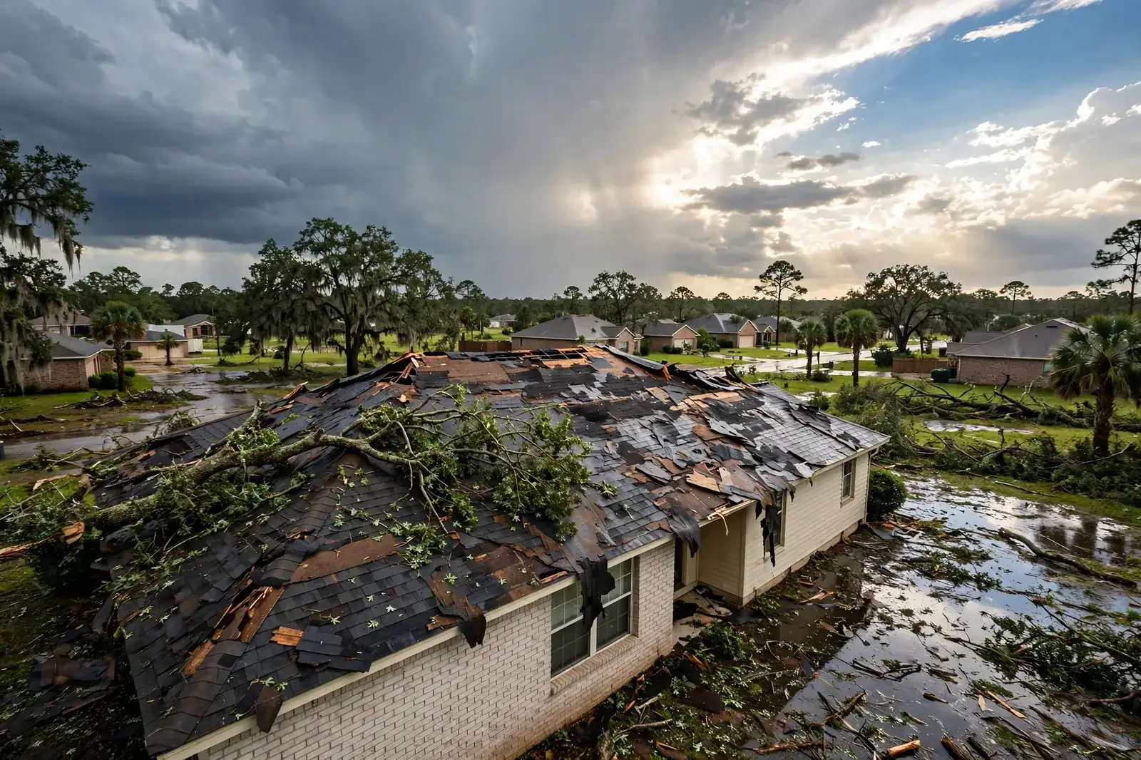 Roofing work related to storm damage roof repair on a home in Beaumont, Texas